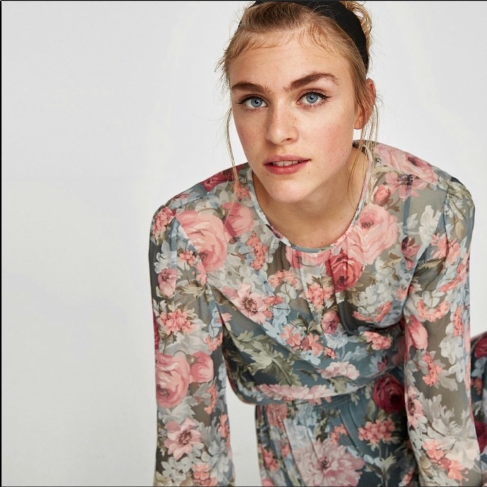 Zara Flora print chiffon dress - Picture 5 of 8